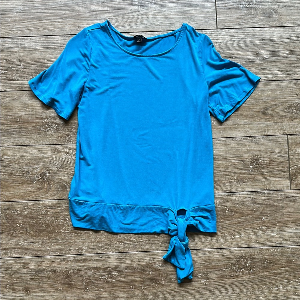 Talbots Aqua Blue Top with Tie Detail Size XS